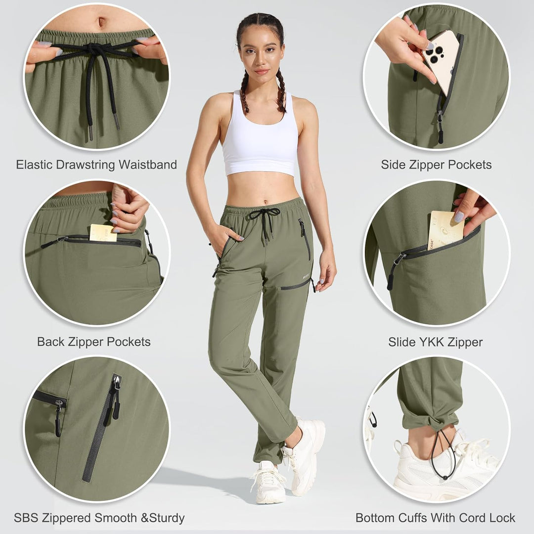 MOCOLY Damen Wanderhose Cargohose Wasserdicht Elastische Outdoorhose Cargo Jogginghose Trekkinghose
