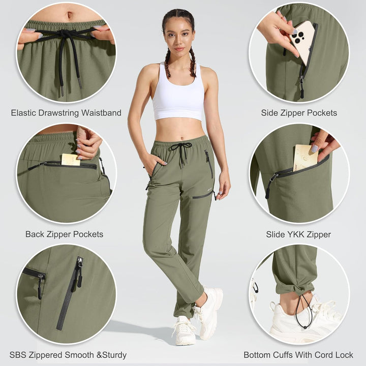 MOCOLY Damen Wanderhose Cargohose Wasserdicht Elastische Outdoorhose Cargo Jogginghose Trekkinghose