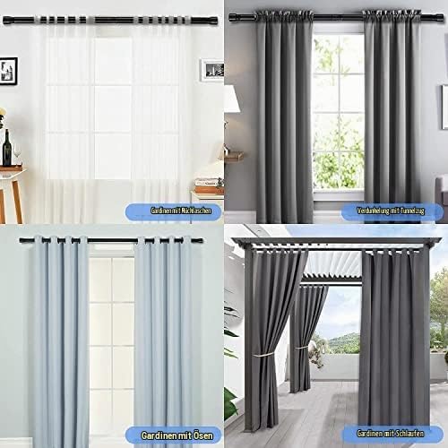 Gardinenstange, 76-450 cm Gardinenstange für Fenster mit Rundem Endstück Einzel mit Finials aus Edel