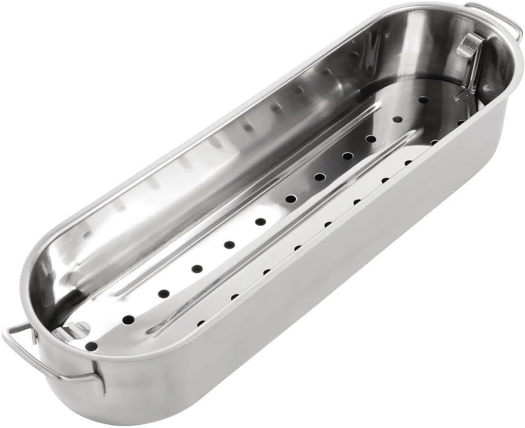 KitchenCraft Fischpochierer, Edelstahl Induktionskochfeld, spülmaschinenfeste Pochierpfanne, Pochier