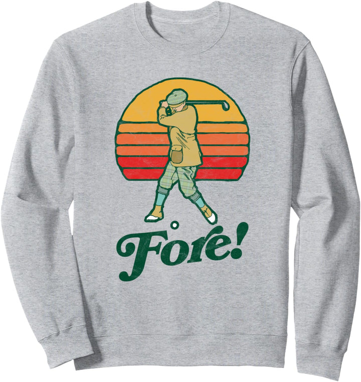 Fore! Vintage Golf Swing Retro Style Golfer Graphic Sweatshirt