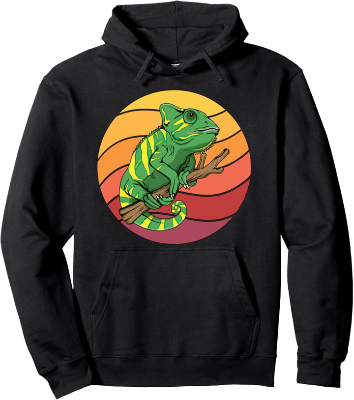 Retro Chamäleon Design Sunset Sachen Chamäleons Pullover Hoodie