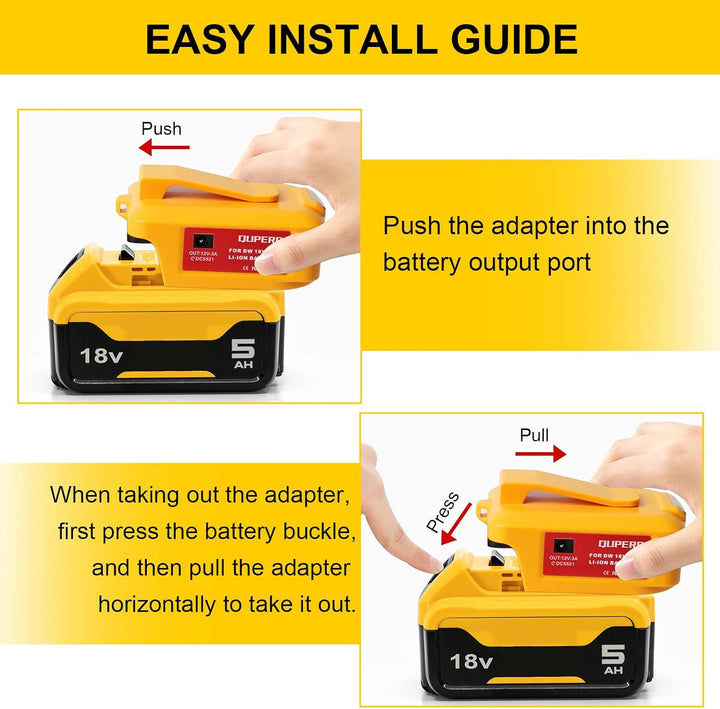 USB Akku Adapter für Dewalt 18V Akku, LED Arbeitslicht Konverter mit Dual-USB-Ladeanschlüssen & DC-P