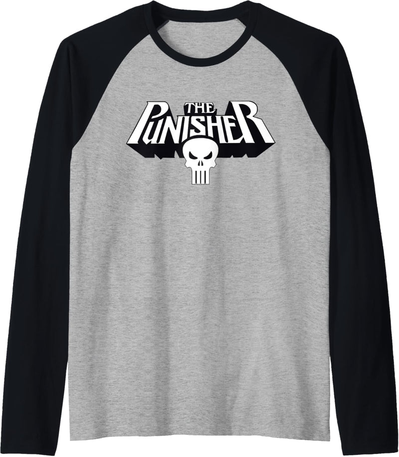 Marvel The Punisher Retro Classic Logo Clean Raglan