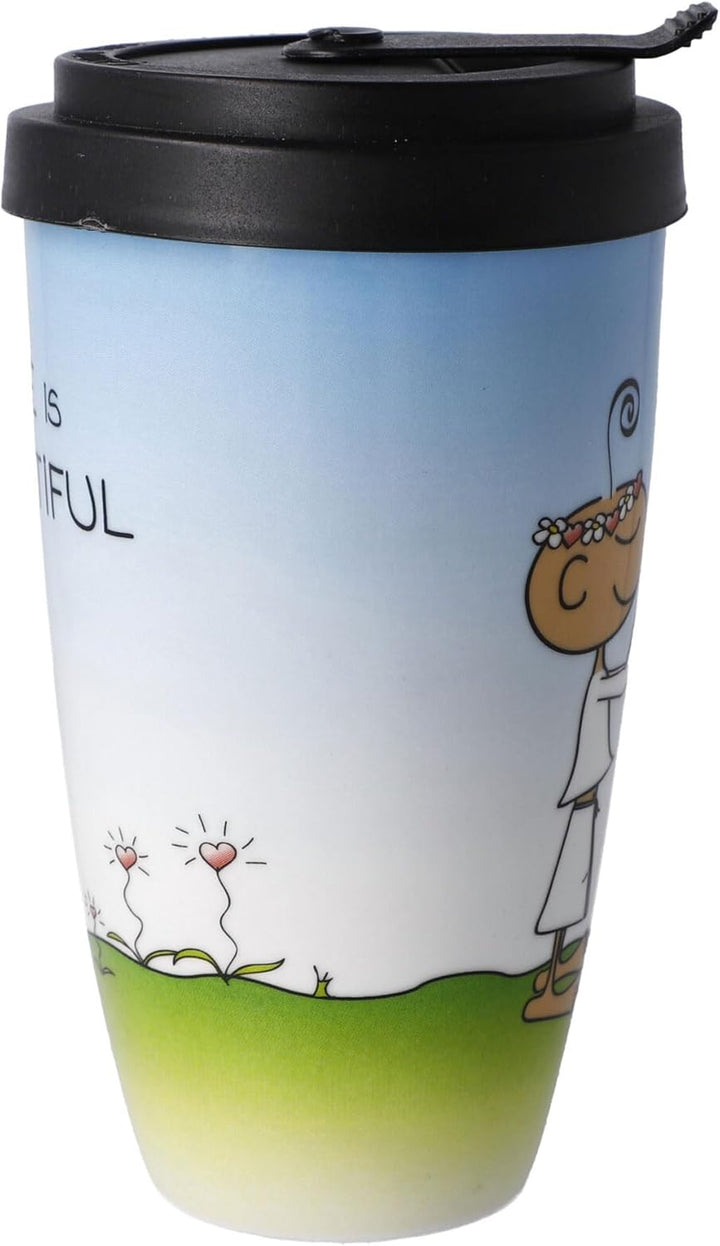Kaffee to go LIFE IS BEAUTIFUL mehrfarbig 500ml Goebel Porzellan