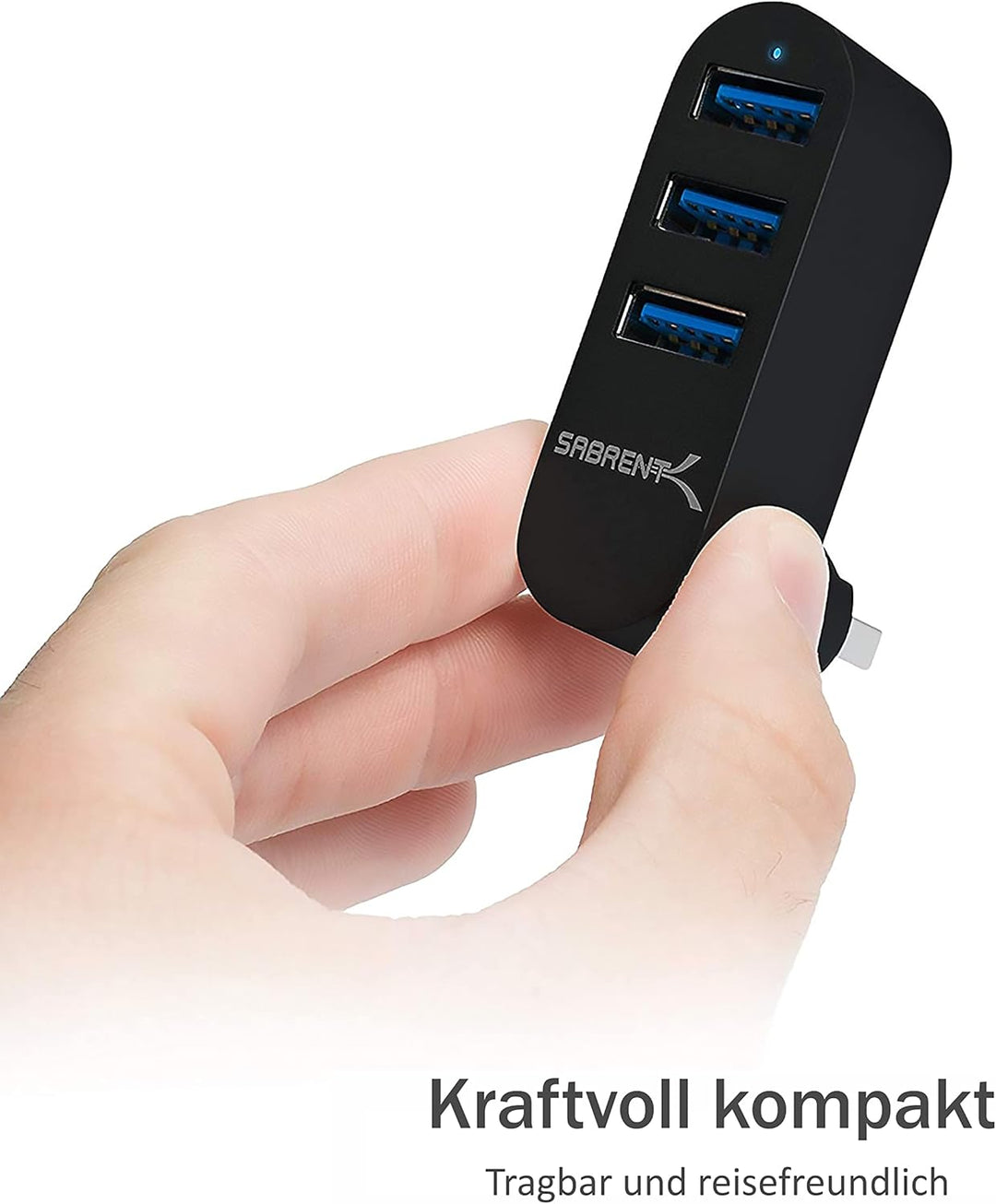 SABRENT Premium 3 Port Aluminium Mini USB 3.0 Hub [um 90 ° / 180 ° drehbar] (HB-R3MB) 3 port Schwarz