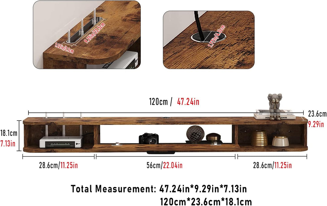 Pmnianhua TV Board Hängend, TV-Schrank TV-Board Lowboard, TV-Bank Fernsehschrank, Multimedia Wandreg