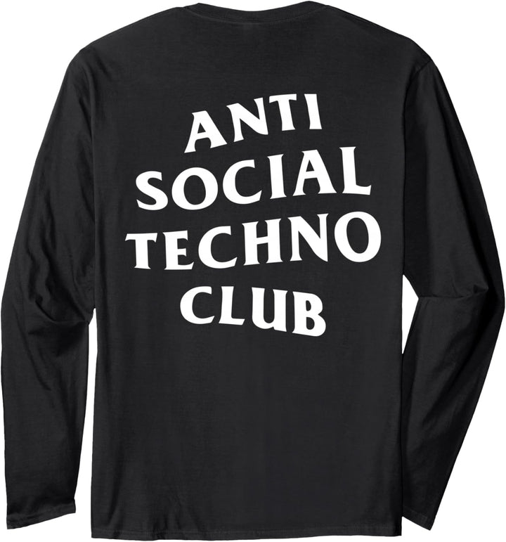 Anti Social Techno Club White Logo (vorne + hinten) Langarmshirt