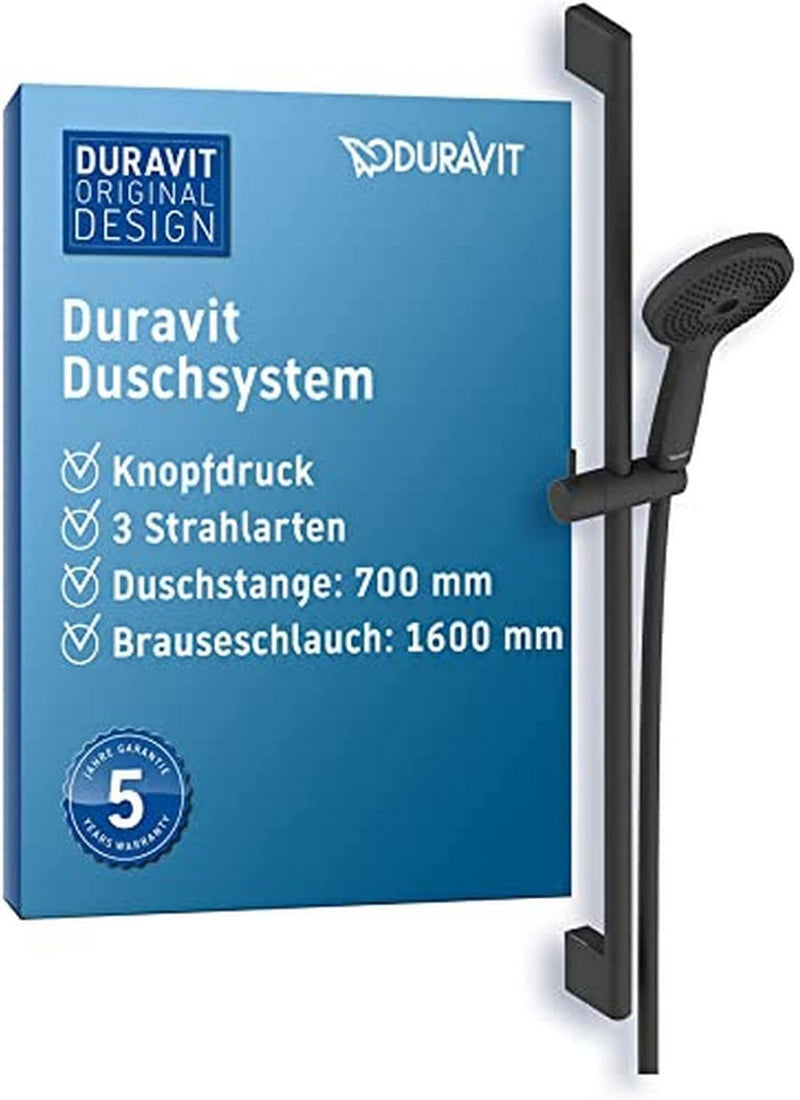 Duravit Universal Duschsystem, Duschset mit 3 Strahlarten (Rain, Pulse, Mono), Duschstange (700 mm)