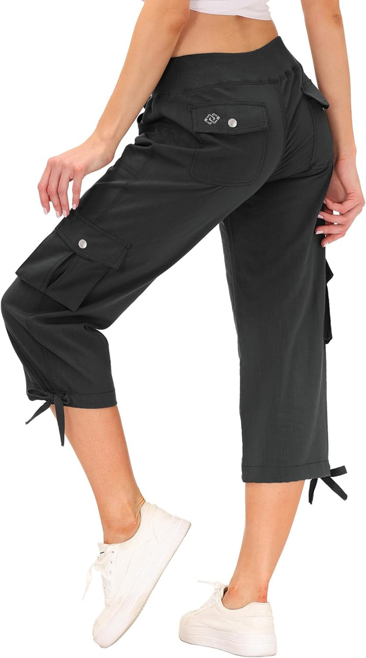 JINSHI Hosen Damen Sommer Cargohose 3/4 Hose Caprihose Freizeithose Wanderhosen Outdoorhose mit Mehr