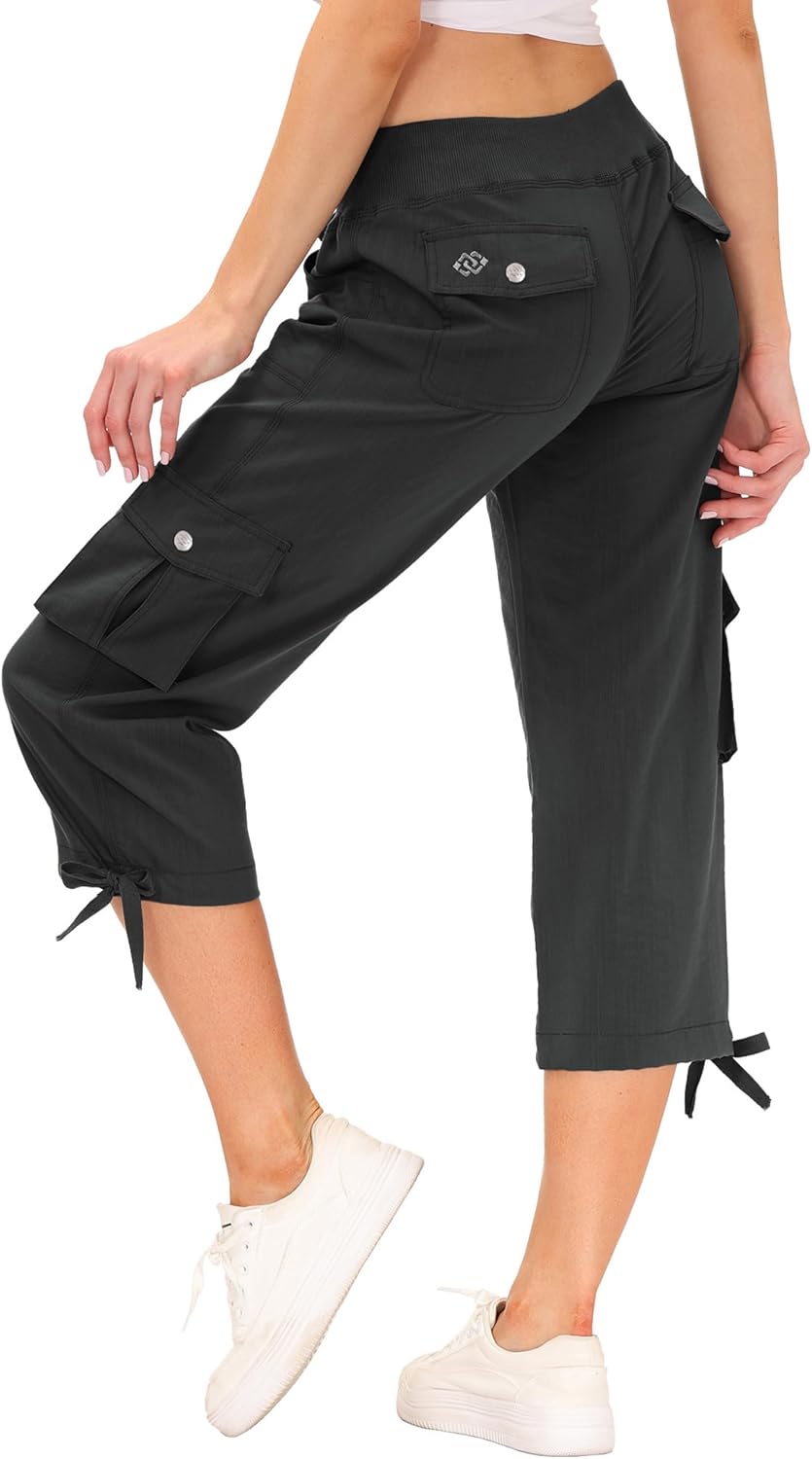 JINSHI Hosen Damen Sommer Cargohose 3/4 Lange Hosen Caprihose Freizeithose Outdoorhose Wanderhose mi