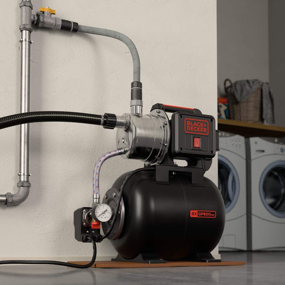 BLACK+DECKER BXGP800XBE Selbstansaugende Pumpe mit Behälter für Klarwasser (800 W, max. Förderleistu