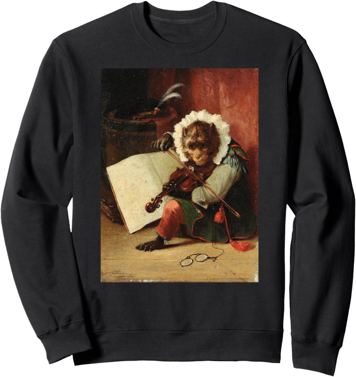 Schimpanse Affe Vintage Violine Geige Schimpanse Lustiger Sweatshirt