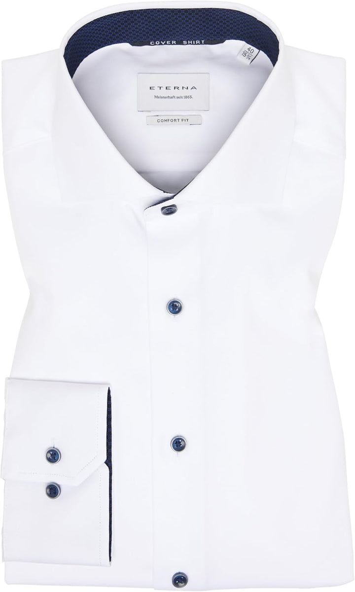 ETERNA Langarm Hemd COMFORT FIT Popeline unifarben 42 Weiss 01, 42 Wei&#xDF; 01