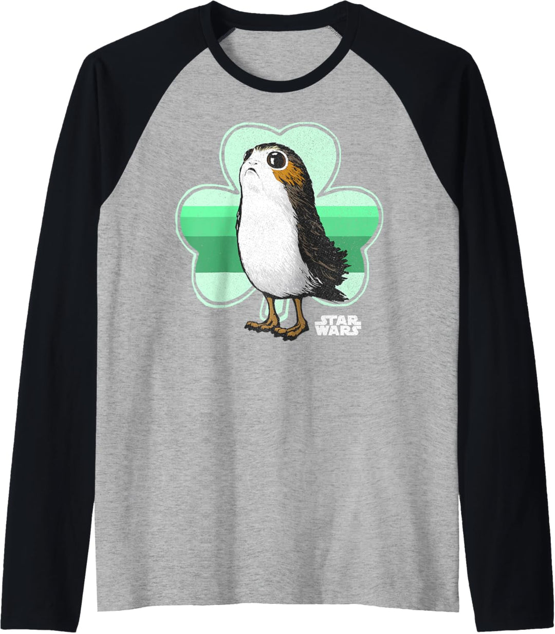 Star Wars St. Patrick's Day Porg Clover Green Hue Portrait Raglan