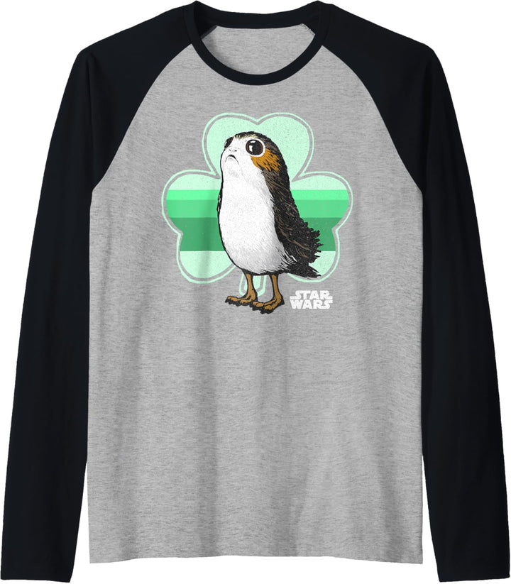 Star Wars St. Patrick's Day Porg Clover Green Hue Portrait Raglan