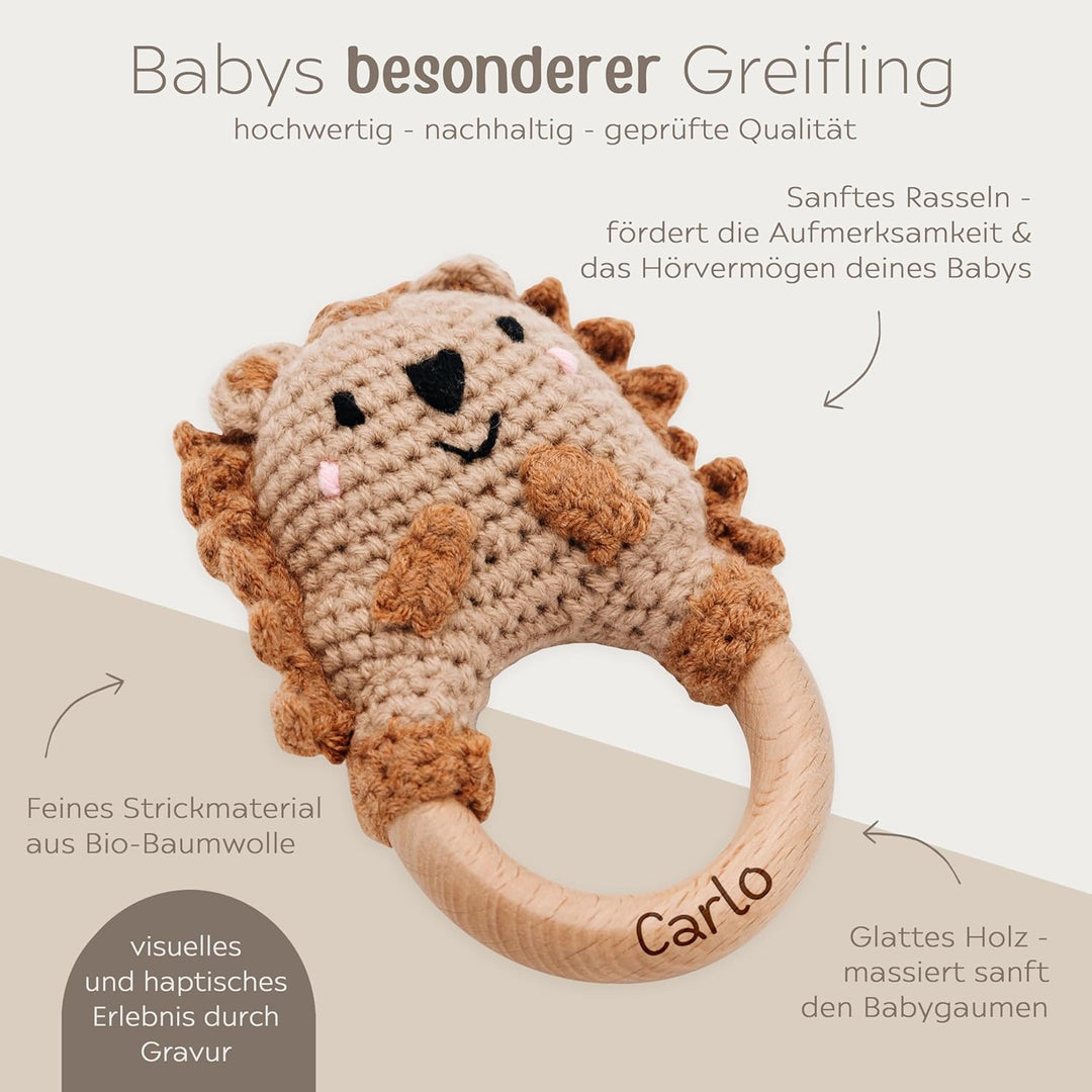 Bärenfreunde Personalisierter Beissring Baby - Niedlicher Greifling für Baby's, Greifring, Babyrasse