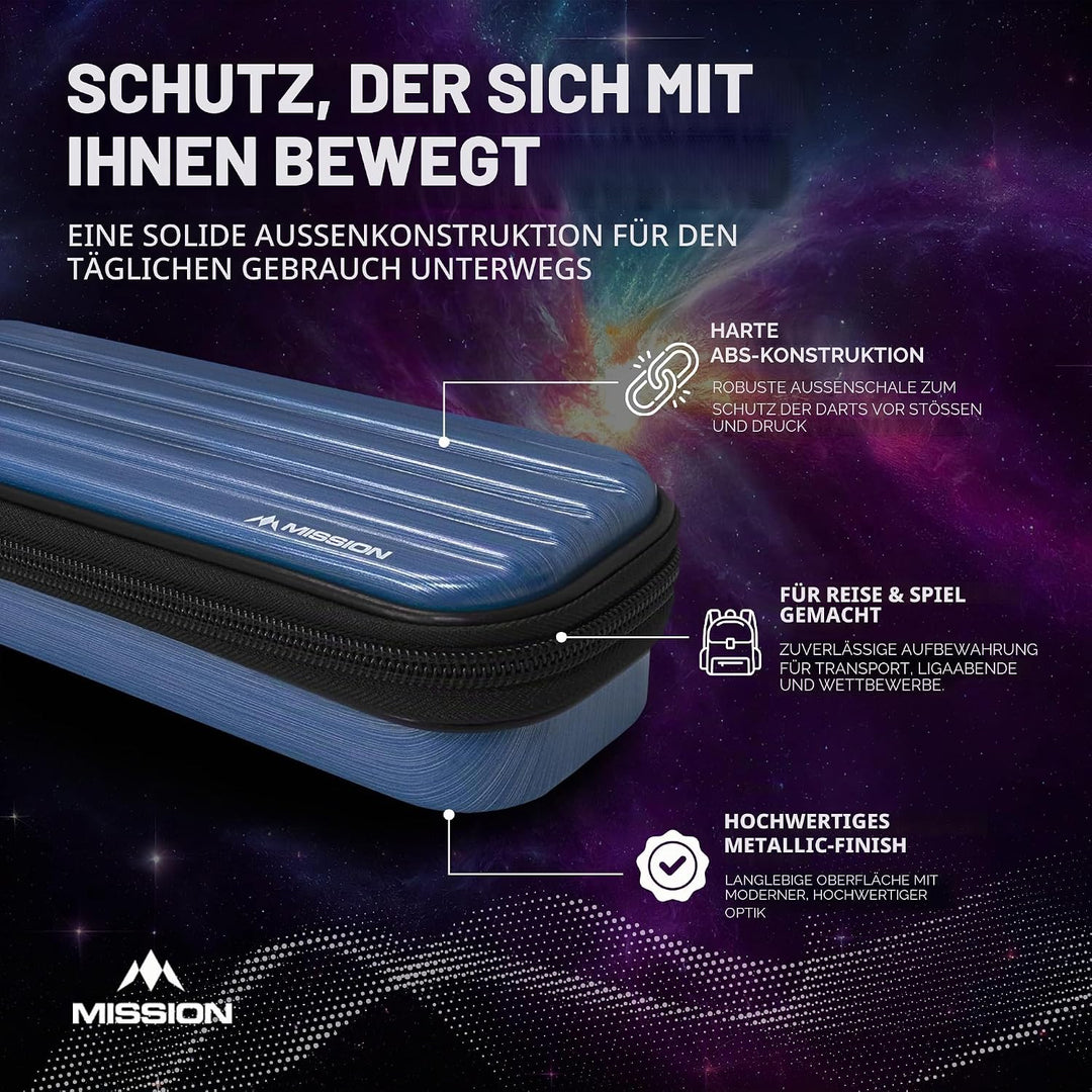 Mission Darts ABS-1 | Slimline Dartkoffer mit metallischem ABS Aqua Blue, Aqua Blue