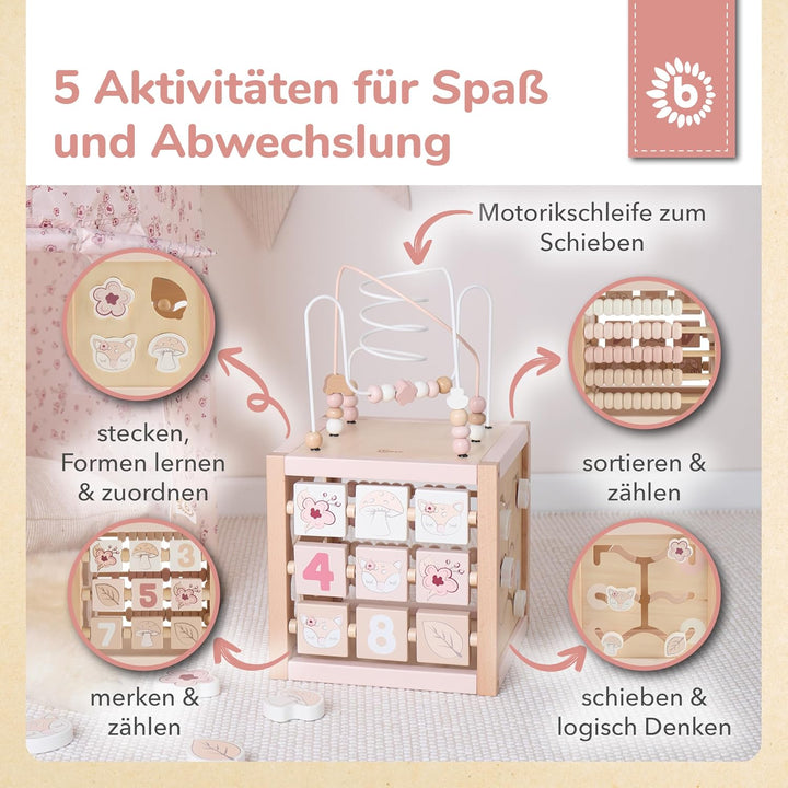 Bieco Motorikwürfel REH Ella XXL nachhaltiges Holz FSC® | Spielwürfel Baby | Motorikwürfel ab 1 Jahr