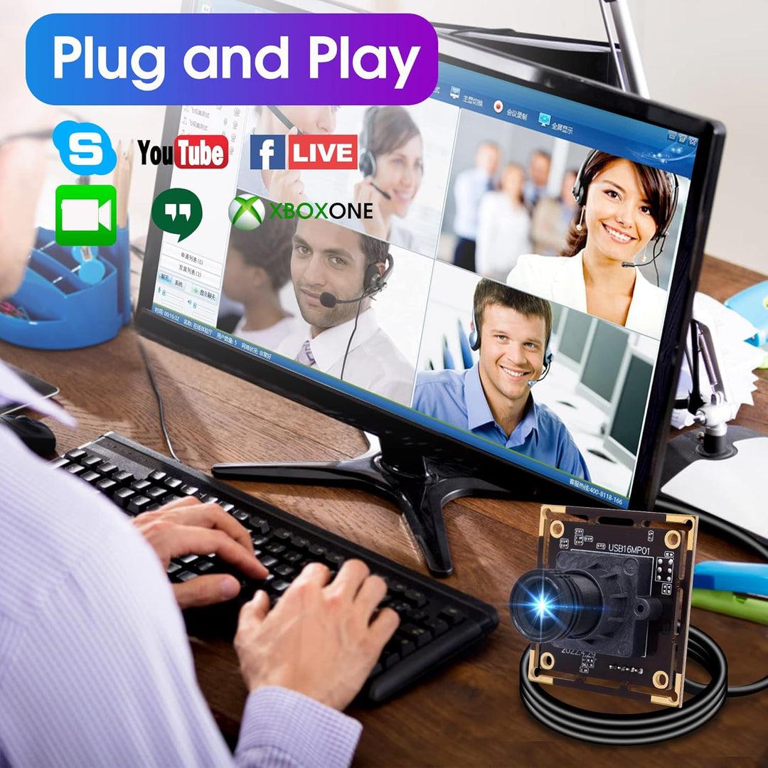 ELP 16MP USB-kameramodul Ultra HD 3496P USB-Kamera mit IMX298 Bildsensor Webcam, Plug and Play Embed