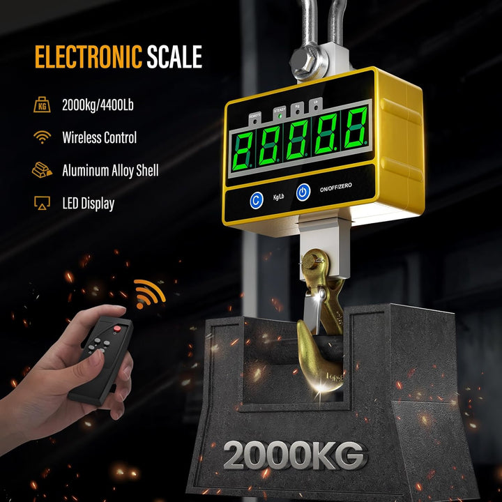 Yontwe Elektronische Hängewaage 2000kg Industrielle schwere Hängewaage Wiederaufladbare superklare d