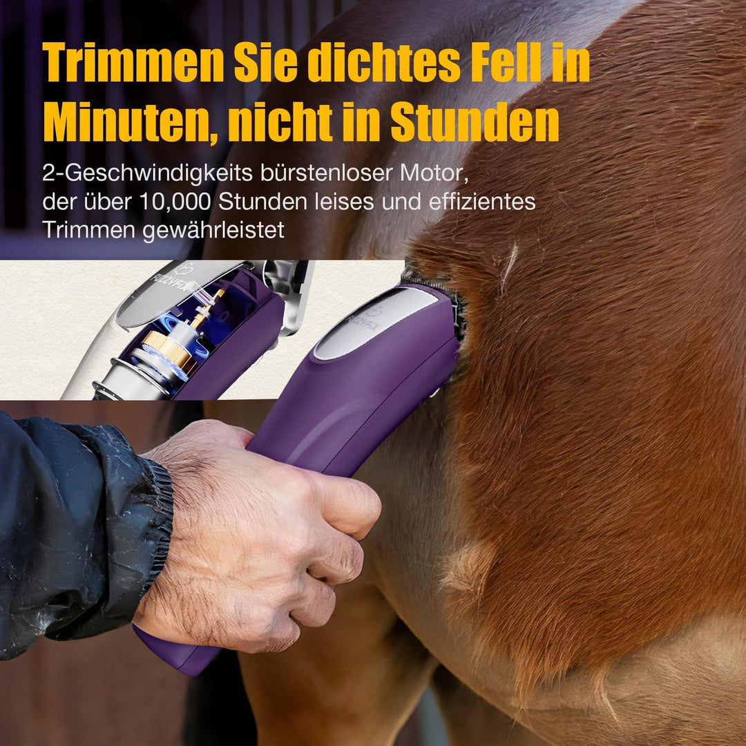 FuzzyFix Kabelloses Schermaschine Pferd,2 Geschwindigkeits Ergonomisches Design Leise Schermaschine