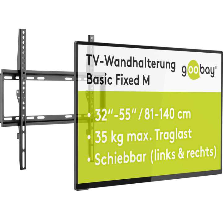 Goobay 49730 Wandhalterung 55 Zoll extra Flache Halterung für grosse Fernseher von 32 bis 55“ bis 35