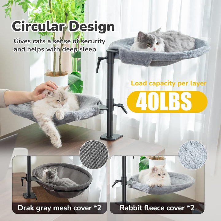 CATISM 2 Katzenbett für Schreibtisch - 360° drehbar & höhenverstellbar katzenkorb, Katzenhängematte