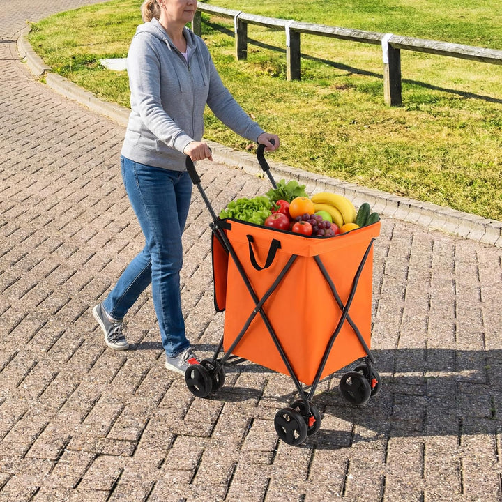 Einkaufstrolley, Faltbarer Einkaufskorb mit 4 Rollen, Einkaufskorb mit Fussbremse, Tragfähigkeit bis