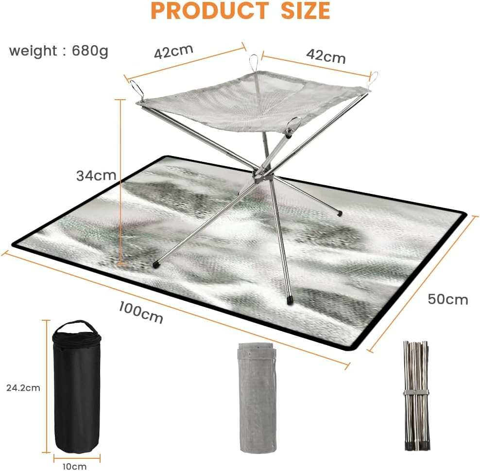 flintronic Fire Pit Outdoor, Tragbare Feuerstelle Fire Pit Outdoor mit Feuer Pit Mat und Carry Bag,