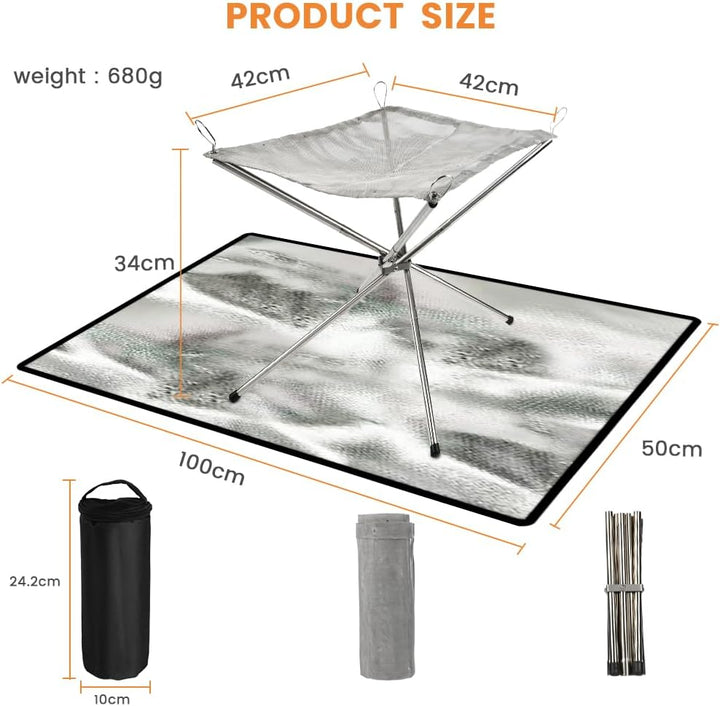 flintronic Fire Pit Outdoor, Tragbare Feuerstelle Fire Pit Outdoor mit Feuer Pit Mat und Carry Bag,
