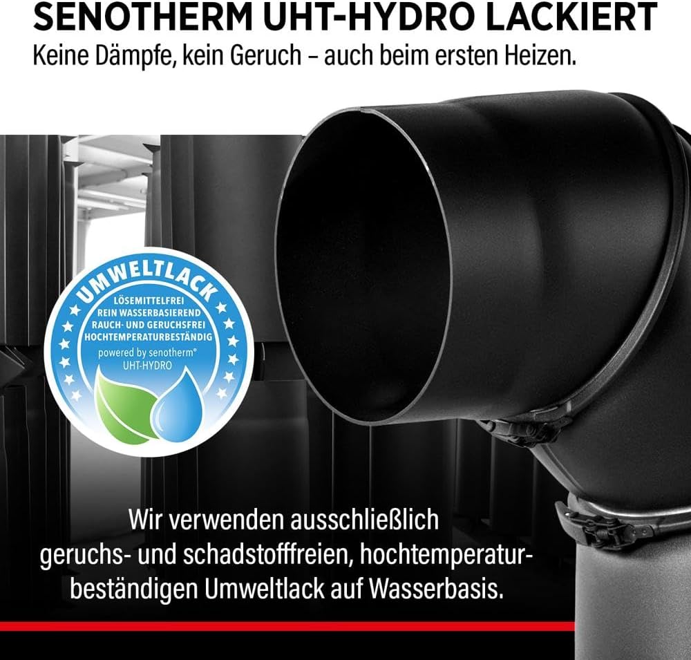 BERTRAMS Ofenrohr 150mm Ø Bogen mit Tür Schwarz | Stahlrohr mit 0-90° Winkel | Feuerrohr aus Stahlbl