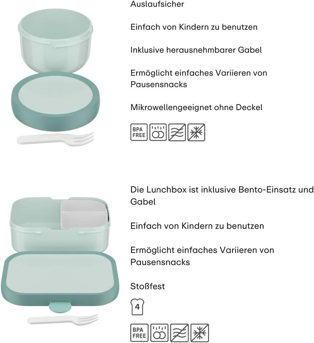 Mepal | Kinder Obst- und Bento Box | Campus meets Fruits | Spülmaschinenfest &amp; BPA-frei | 300 &amp; 750