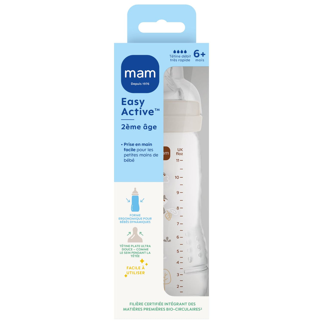 MAM Easy Active 6 Monate und älter, Farbe Sand (330 ml), mit Silikonsauger, ultraschneller X-Geschwi