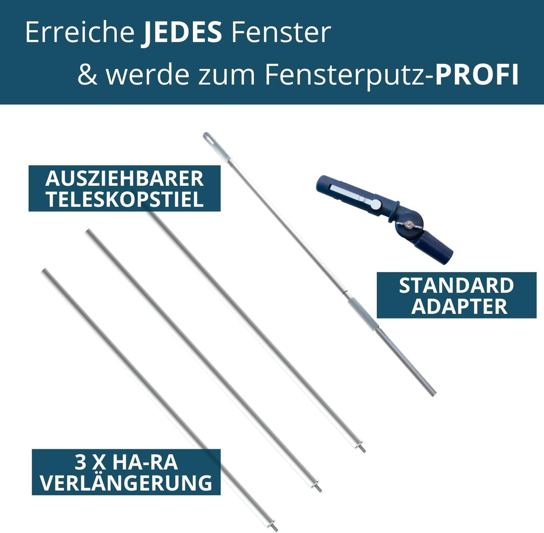 Ha-Ra 1 m bis 4,49 m Teleskopstange (Ha-Ra Teleskopstang 1m-1,7 und drei Verlängerungen von je 0,93m