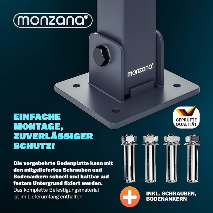 DEUBA® 2x Parkpfosten Parkplatzsperre 3 Schlüssel Sperrpfosten klappbar Stahl Robust Standfuss Stabi