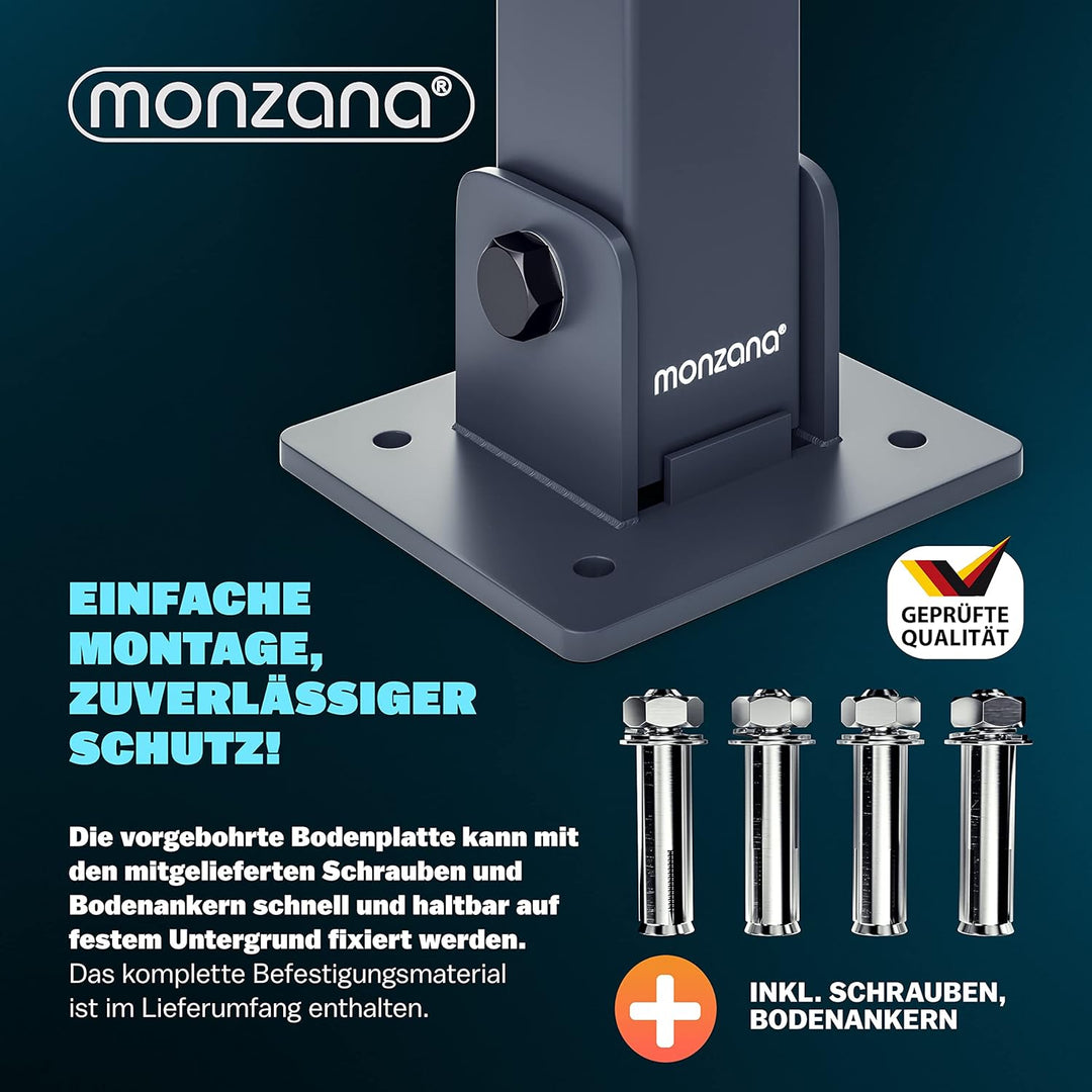 DEUBA® 3x Parkpfosten Parkplatzsperre 3 Schlüssel Sperrpfosten klappbar Stahl Robust Standfuss Stabi