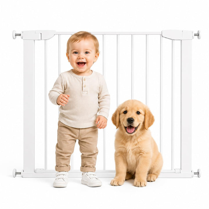 Fiducia Türschutzgitter Treppenschutzgitter erweiterbar bis 95 cm Ohne Bohren Hundegitter Türschutz