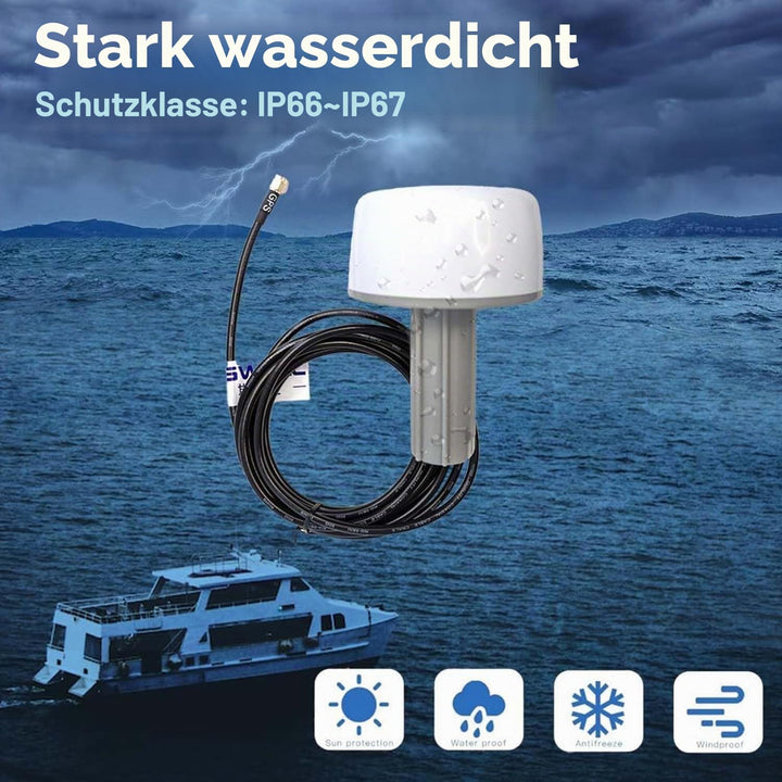 Maswell Marine GPS Externe Antenne - 1575.42±3MHz 42±2dB, SMA mit TNC BNC Adapter Kompatibel mit nme