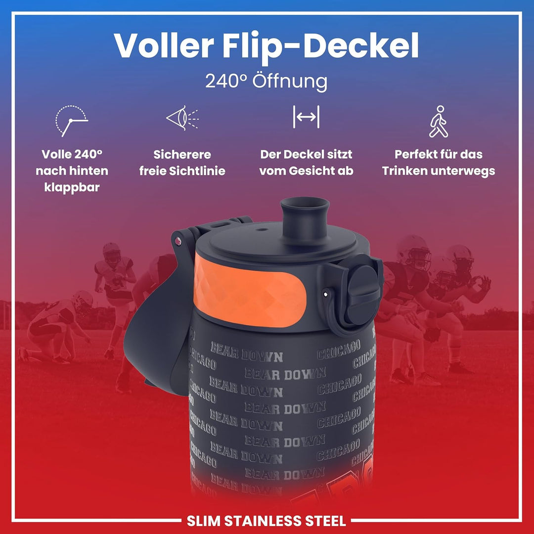 ion8 NFL Edelstahl-Trinkflasche, Auslaufsicher, Einhandöffnung, Sichere Verriegelung, Spülmaschinenf