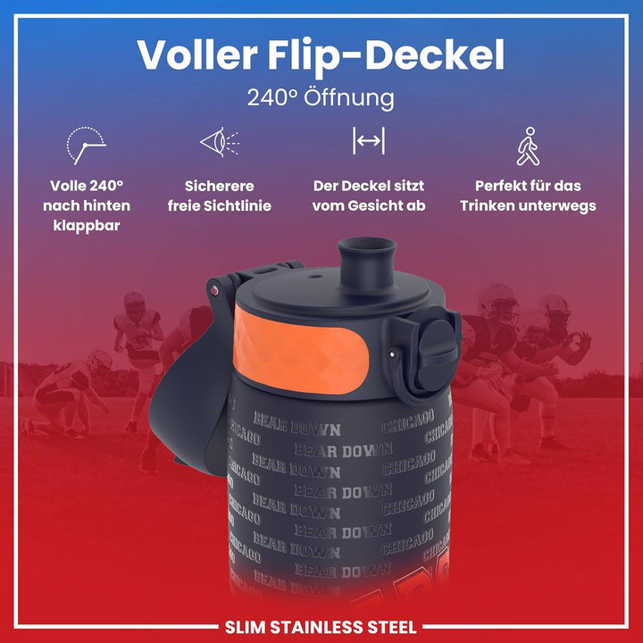 ion8 NFL Edelstahl-Trinkflasche, Auslaufsicher, Einhandöffnung, Sichere Verriegelung, Spülmaschinenf