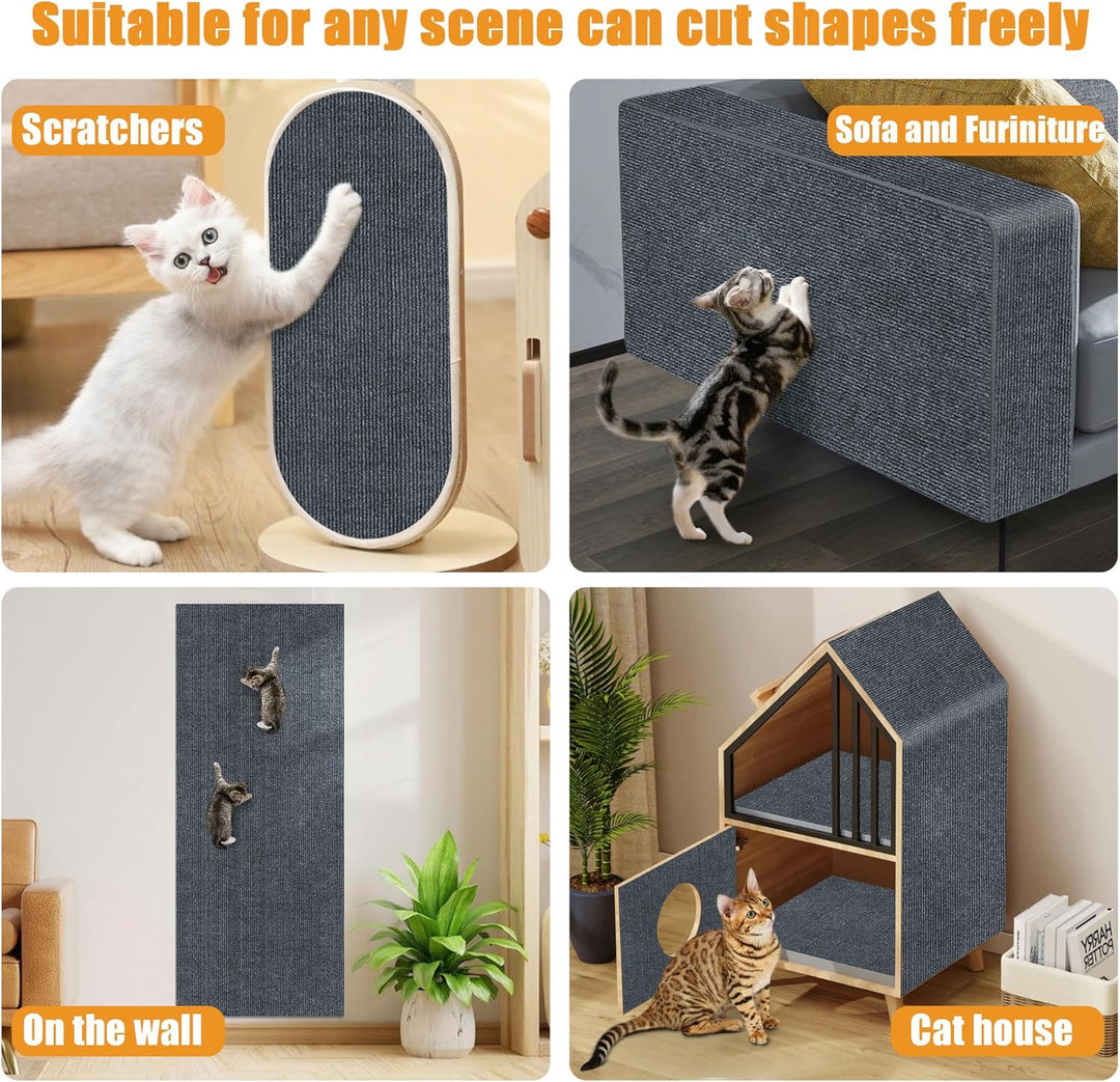 200x40cm Selbstklebend Kratzteppich Katze Wand,Kratzmatte Katze – Kratzschutz für Sofa, Wand & Möbel