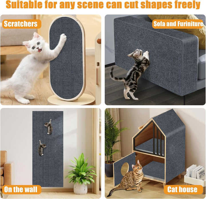 200x40cm Selbstklebend Kratzteppich Katze Wand,Kratzmatte Katze – Kratzschutz für Sofa, Wand & Möbel