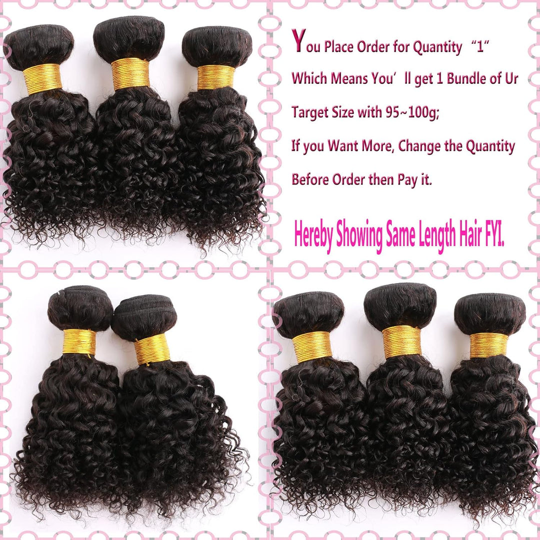 Huarisi 8 Zoll Natürliches Tressen Echthaar Lockiges Haar, 1 Bundle Short Curly Hair 8a, 100g Brazil