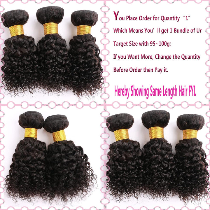 Huarisi 8 Zoll Natürliches Tressen Echthaar Lockiges Haar, 1 Bundle Short Curly Hair 8a, 100g Brazil