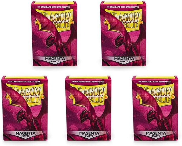 5 Packs Dragon Shield Matte Magenta Standard Size 100 ct Card Sleeves Value Bundle!