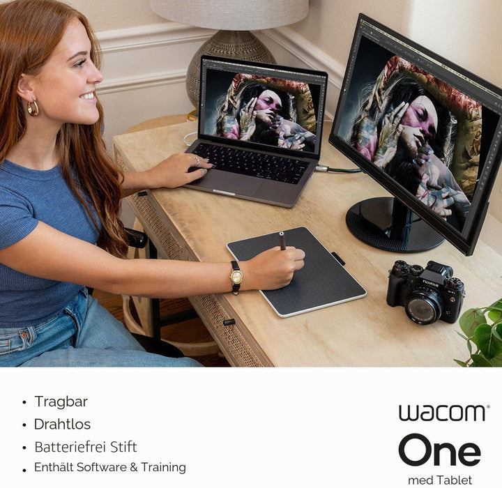 Wacom One M Stifttablett inkl. batterielosem EMR-Stift, Bluetooth-Verbindung, für Windows, Mac, Chro