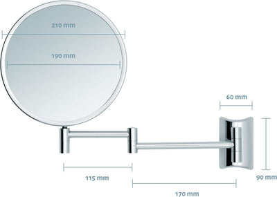 Libaro Kosmetikspiegel Imola 360° Schminkspiegel mit Wandmontage, Rasierspiegel doppelseitig mit Ver