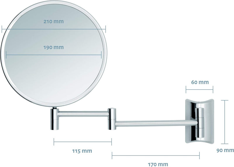 Libaro Kosmetikspiegel Imola 360° Schminkspiegel mit Wandmontage, Rasierspiegel doppelseitig mit Ver