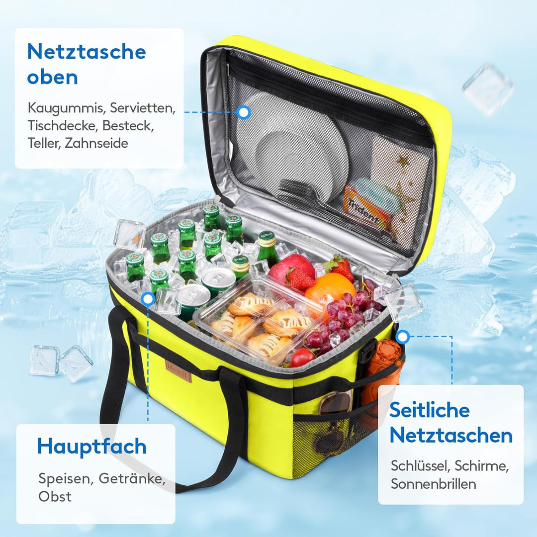 Lifewit Kühltasche 30L, Faltbar Picknicktasche für Essen & Getränke, Kühlbox Tragbare Eistasche für